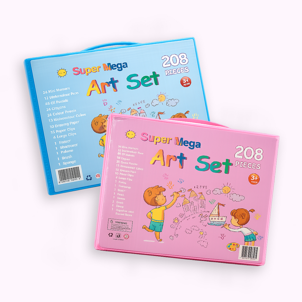 208-Piece Trifold Art Set for Kids – Complete Drawing & Painting Kit