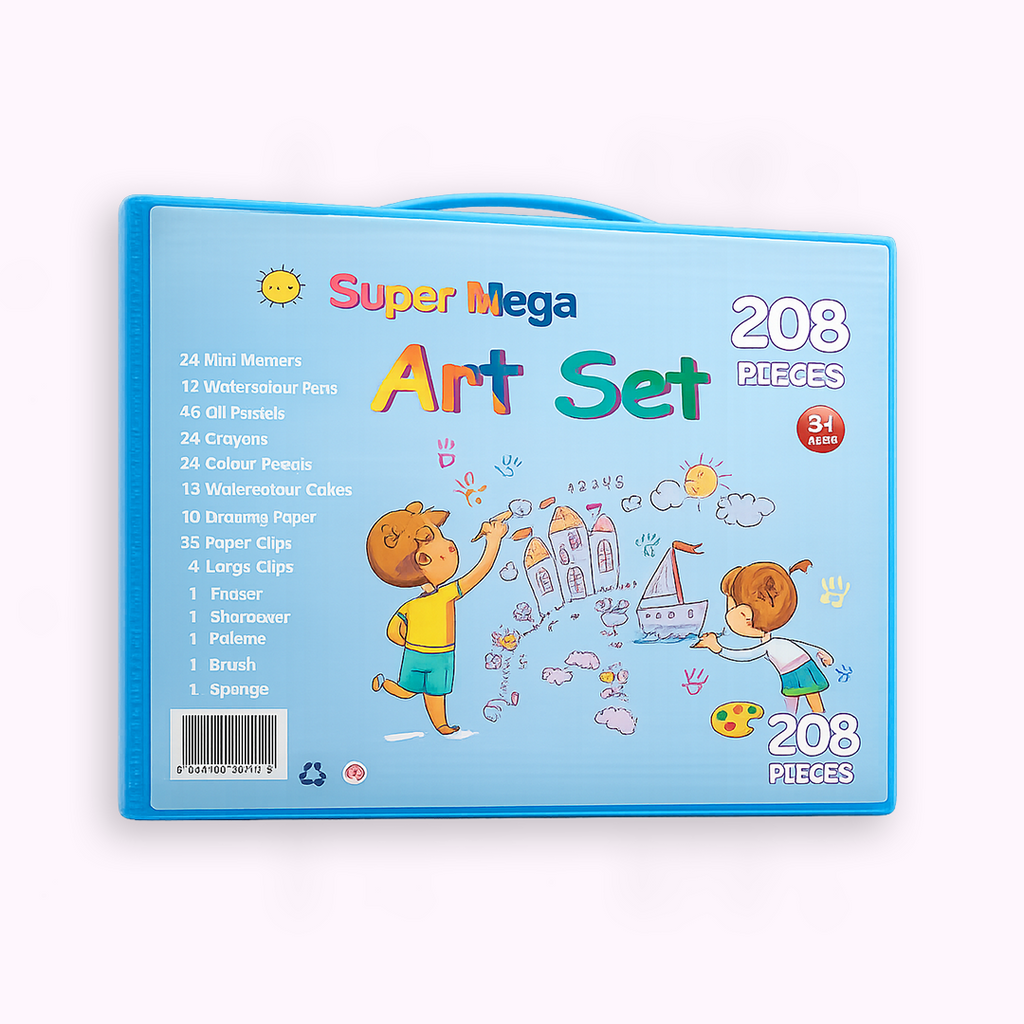 208-Piece Trifold Art Set for Kids – Complete Drawing & Painting Kit
