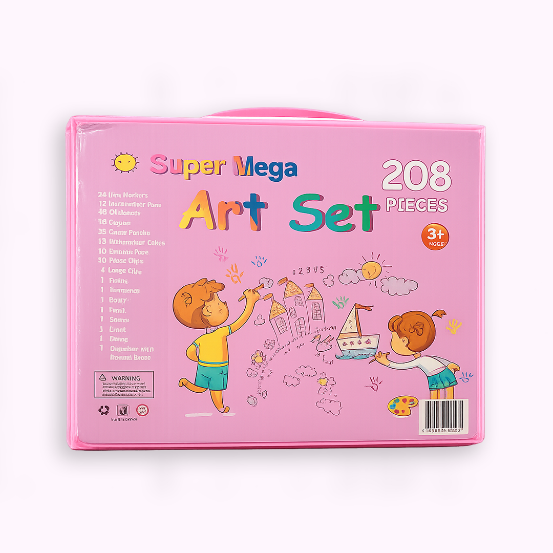 208-Piece Trifold Art Set for Kids – Complete Drawing & Painting Kit